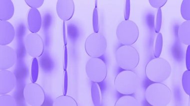 Pastel arka planda dönen 3b daire yuvarlak şekiller. 4k sorunsuz döngü render animasyon görüntüleri. Farklı renk kümesi.