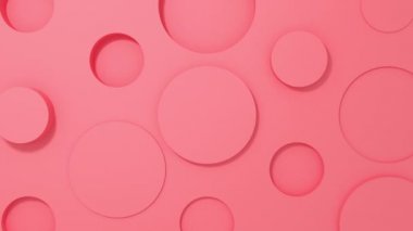 Daire 3d pembe pastel arka plan üzerinde geometrik animasyon şekiller. 4k döngü render görüntüleri.