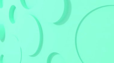 Daire 3d turkuaz arka plan üzerinde geometrik animasyon şekiller. 4k döngü render görüntüleri.