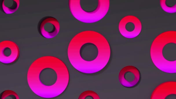 Cerchio viola 3d forme animazione geometrica su sfondo scuro. 4k loop renderizza il filmato . — Video Stock