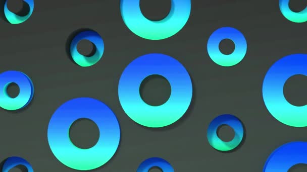 Blu cerchio 3d forme animazione geometrica su sfondo scuro. 4k loop renderizza il filmato . — Video Stock