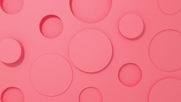 Circle 3d shapes geometric animation on pink pastel background. 4k loop render footage. — Stock Video