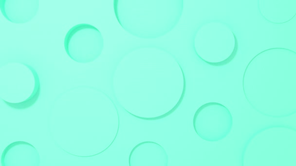 Kreis 3D-Formen geometrische Animation auf türkisfarbenem Hintergrund. 4k-Loop-Rendering-Material. — Stockvideo
