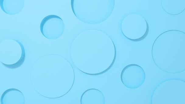 Kreis 3D-Formen geometrische Animation auf blauem Hintergrund. 4k-Loop-Rendering-Material. — Stockvideo