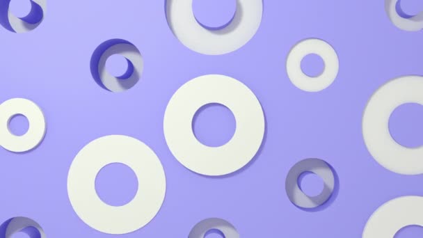 Branco círculo 3d formas animação geométrica no fundo pastel roxo. Imagens de renderização de loop 4k . Filmagem De Stock Royalty-Free