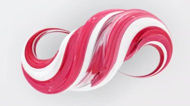 Renk 3d büküm krem geometrik nesne beyaz arka plan üzerinde dönen. 4k sorunsuz döngü animasyon görüntüleri.