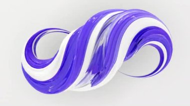 Renk 3d büküm krem geometrik nesne beyaz arka plan üzerinde dönen. 4k sorunsuz döngü animasyon görüntüleri.