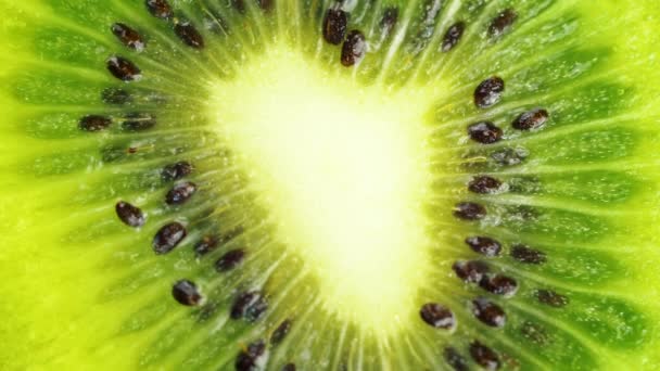 Násada Čerstvých Zelených Plodů Kiwi Uzavření Záběru — Stock video
