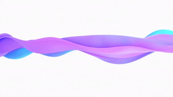 抽象的な3D色は 白い背景にアニメーションを波 シームレスループレンダリングフッテージ — ストック動画