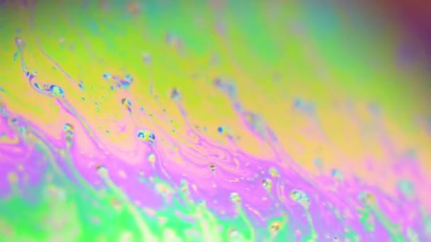抽象创意肥皂泡颜色纹理 液体水中油墨颜色的 特写宏 — 图库视频影像