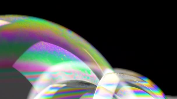 Close Soap Liquid Bubbles Different Colors Macro Footage — Stock Video