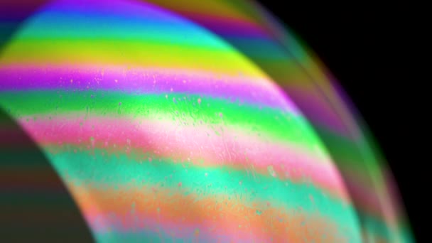 Close Soap Liquid Bubbles Different Colors Macro Footage — Stock Video