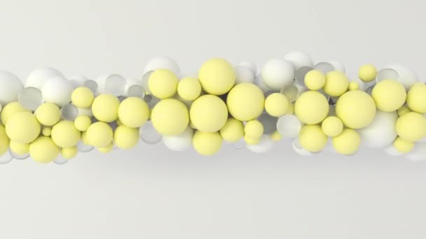 Les boules 3D abstraites façonnent l'animation tournante et volante sur fond lumineux. Vidéo de rendu de boucle 4K .