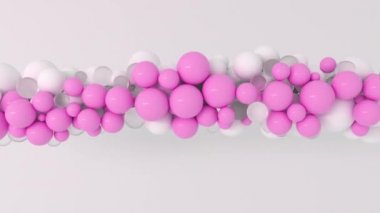 Soyut 3d topları animasyon döner ve parlak arka plan üzerinde uçan şekiller. 4k döngü render görüntüleri.