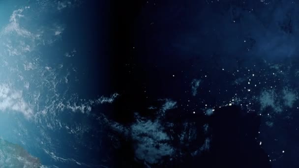 Terra Girando Espaço Com Estrelas Renderizar Imagens Animação — Vídeo de Stock