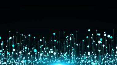 Mavi parıltılar siyah arka plan üzerinde animasyon Parıldıyor. 4k parlak fon görüntüleri.. 