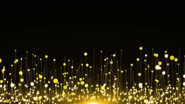 Gold Glitter Sparkles Animation Black Background Shiny Backdrop Footage — Stock Video