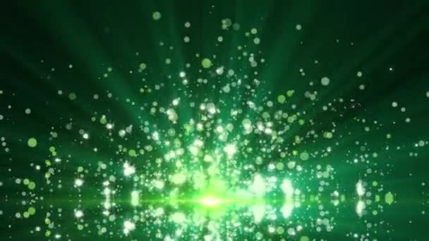Groene Glitter Sparkles Animatie Zwarte Achtergrond Glanzende Achtergrond Opnames — Stockvideo