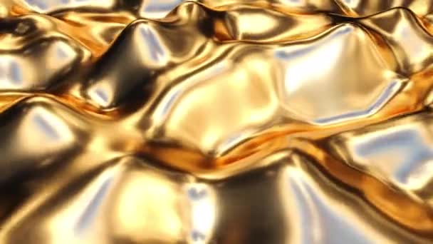 Abstract Liquid Computer Render Gold Material Seamless Looping Footage — Stock Video