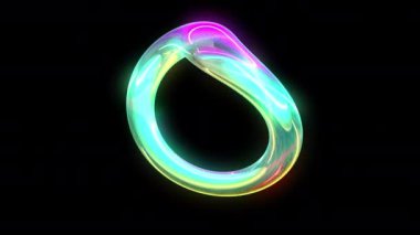 Neon 3d soyut nesne sıvı formu gibi dönen. 4k sorunsuz döngü animasyon görüntüleri.