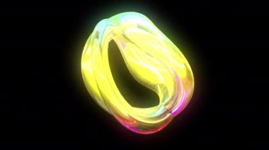 Neon 3d soyut nesne sıvı formu gibi dönen. 4k sorunsuz döngü animasyon görüntüleri.