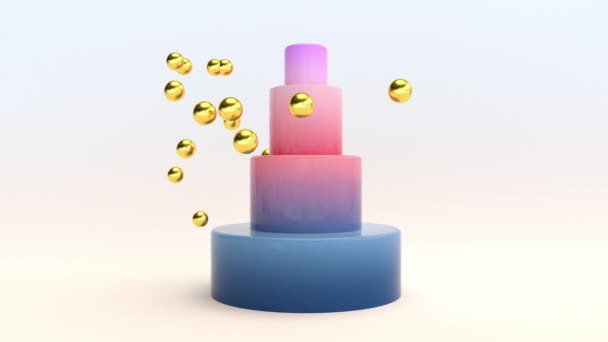 Abstracte Vormen Geometrische Objecten Met Differents Kleur Ballen Gooien Rond — Stockvideo