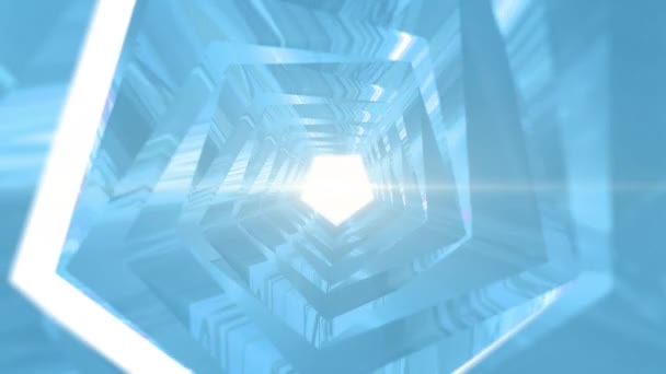 Абстрактный Шестиугольник Геометрический Объект Вращающийся Светом Бесшовная Анимация Цикла — стоковое видео