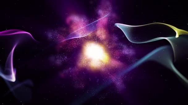 Абстрактные Волны Звездная Космическая Анимация Мелькают Темном Фоне Фоновых Кадров — стоковое видео