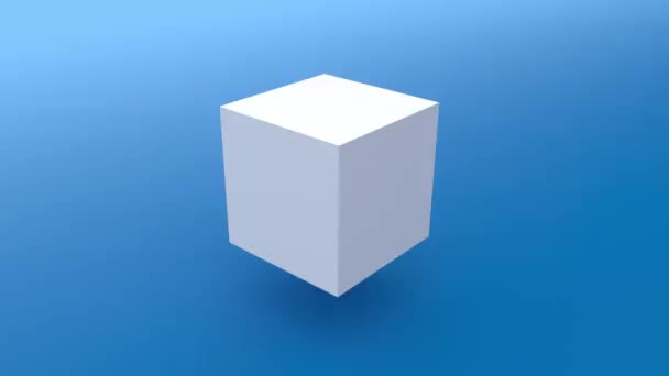 Cubo Abstracto Moviéndose Desde Cubo Más Grande Sobre Fondo Azul — Vídeo de stock