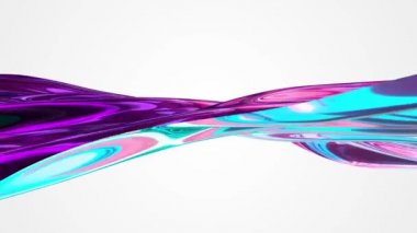 Üç boyutlu holografik sıvı doku animasyonu. Renkli rengin yansımasını kapat. 4k kusursuz döngü görüntüsü.