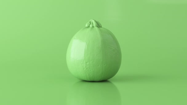 Realistyczna Zielona Dynia Obracająca Się Zielonym Tle Abstrakcyjne Odwzorowanie Warzyw — Wideo stockowe