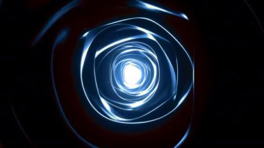 Merkezinde mavi ışık bulunan dokuma tünelinin üç boyutlu canlandırması. Yaratıcı işleri ya da ticari arkaplan görüntülerini kapatın. Boşluk tüneli.