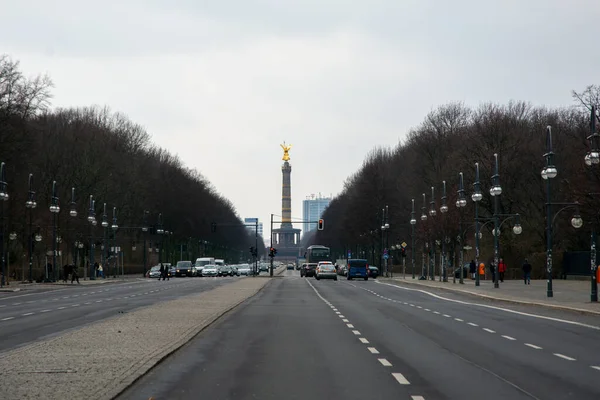 Concurrida Calle Berlín Camino Columna Victoria Lugar Famoso Para Visti — Foto de Stock