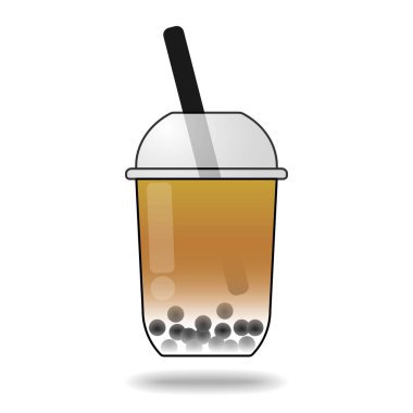 Köpüklü sütlü çay fincanı çizgi film vektör çizimi tasarımı. Beyaz arkaplanda basit bir boba çayı çiz.