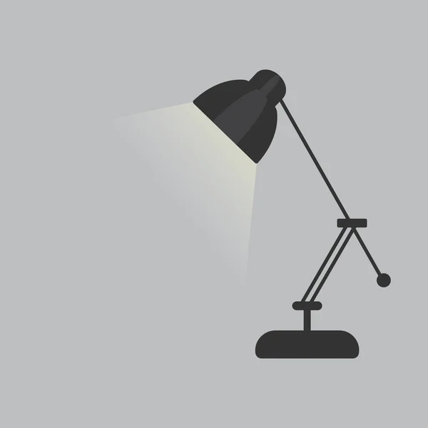 Table Lamp Black Color Cartoon Vector Illustration Simple Office Desk — Stock Vector
