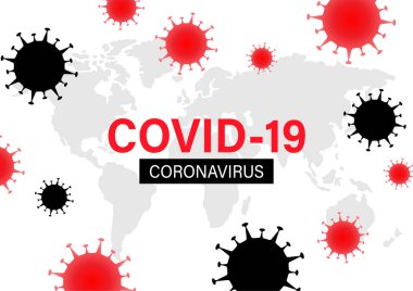 Coronavirus arka plan tasarımı, vektör çizimi. Küresel Sivil-19 salgın kriz kavramı.