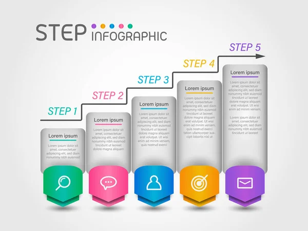 Infografisches Element Mit Schritten Optionen Meilensteinen Prozessen Oder Workflows Visualisierung — Stockvektor