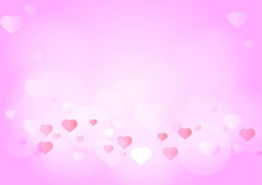 Güzel pembe kalp şeklindeki karikatür arka plan çizimi. Sevgililer Günü konsepti tasarımı. Romantik pastel renk stili..