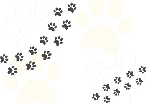 猫脚印卡通概念设计矢量图解 动物痕迹软颜色背景 小狗脚步式明信片模板 — 图库矢量图片