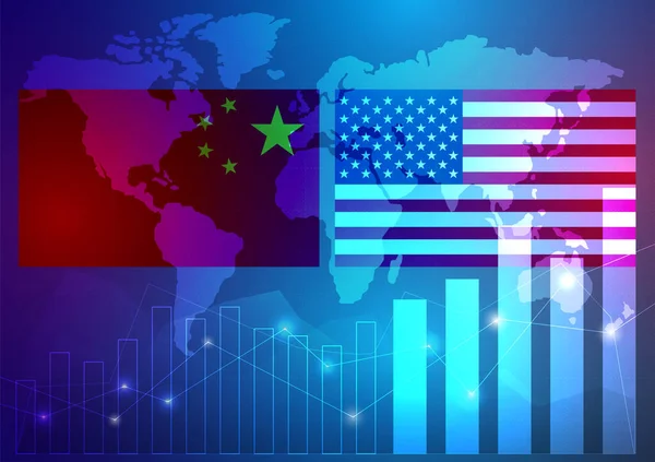 Concepto Guerra Comercial Entre Estados Unidos China — Vector de stock
