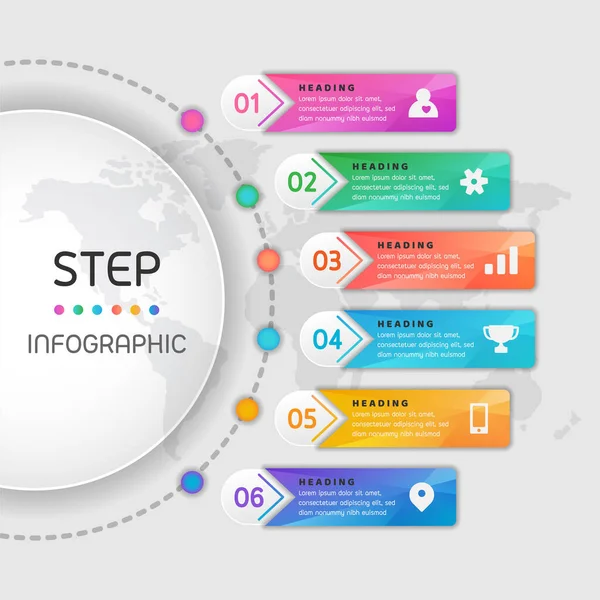 Cirkelvormingselementen Met Stappen Opties Processen Workflow — Stockvector