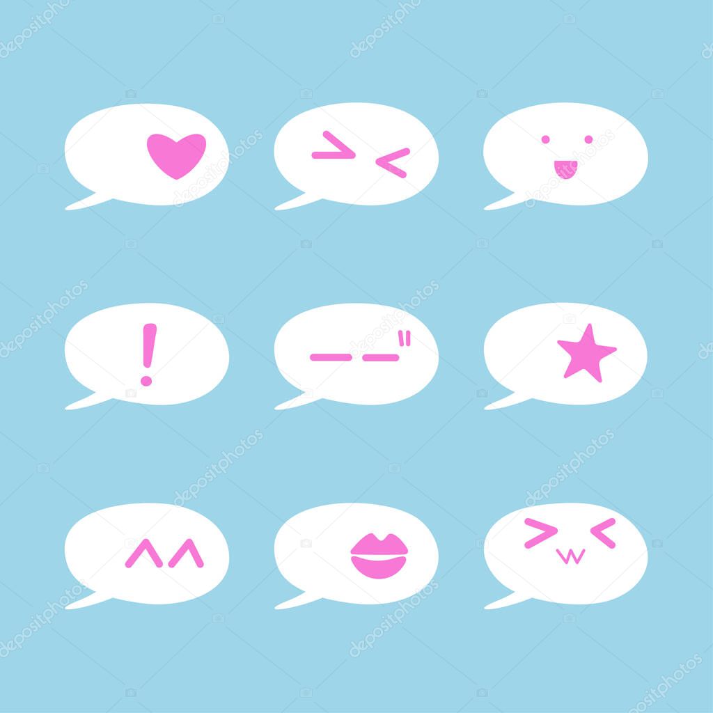 Cute emotion bubble text cartoon set,vector illustration