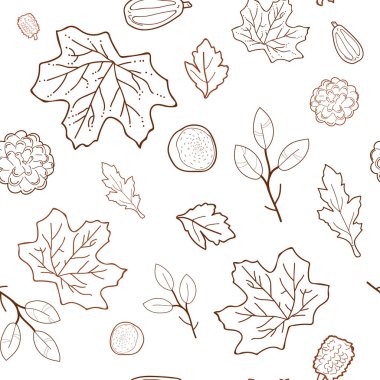 Sonbahar sezonu pürüzsüz desen arkaplanı, vektör illüstrasyonunu bırakır.