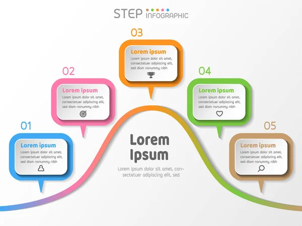 Stage Steps Process Bell Curve Shape Color Graphic Elements Infographic — Stock Vector