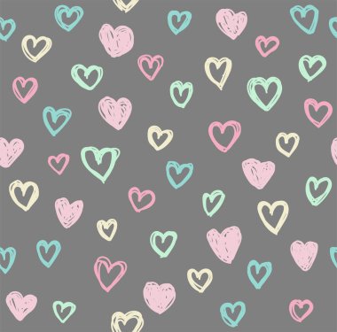Basit, şirin kalpler kusursuz arkaplan çizer, vektör illüstrasyonu.