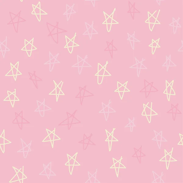 Einfache Niedliche Sterne Kritzeln Nahtlose Muster Hintergrund Vektorillustration — Stockvektor