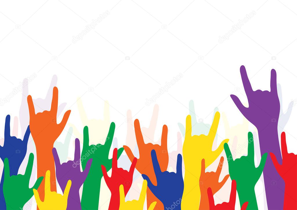 Love hand sign on rainbow color background, vector eps10 illustration