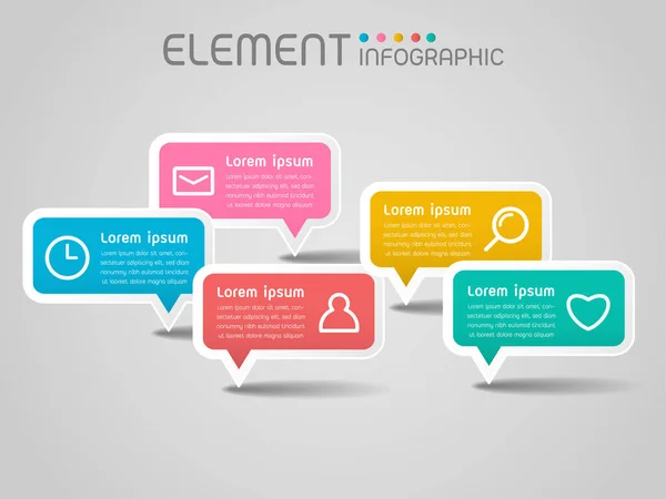 Text Box Shape Growth Decrease Elements Steps Options Processes Workflow — Stock Vector