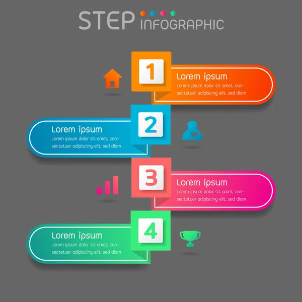 Geometric Shape Infographic Elements Steps Timeline Options Processes Workflow Business — Stock Vector