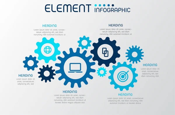 Sebességváltó Kerék Alakú Elemei Grafikon Diagram Lépésekkel Lehetőségek Folyamatok Vagy — Stock Vector